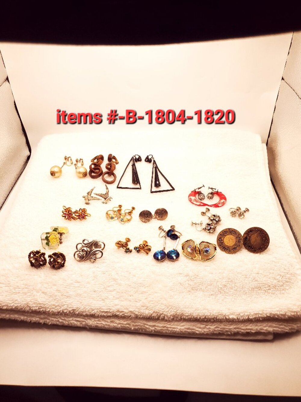 17 Pair of Earrings, items # B-1804-1820,. wt. 120 grams.